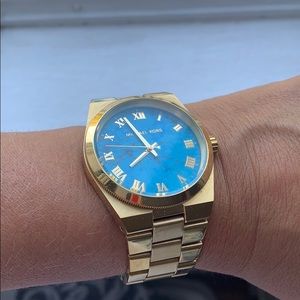 GORGEOUS Michael Kors watch!!! Gold and Turquoise.